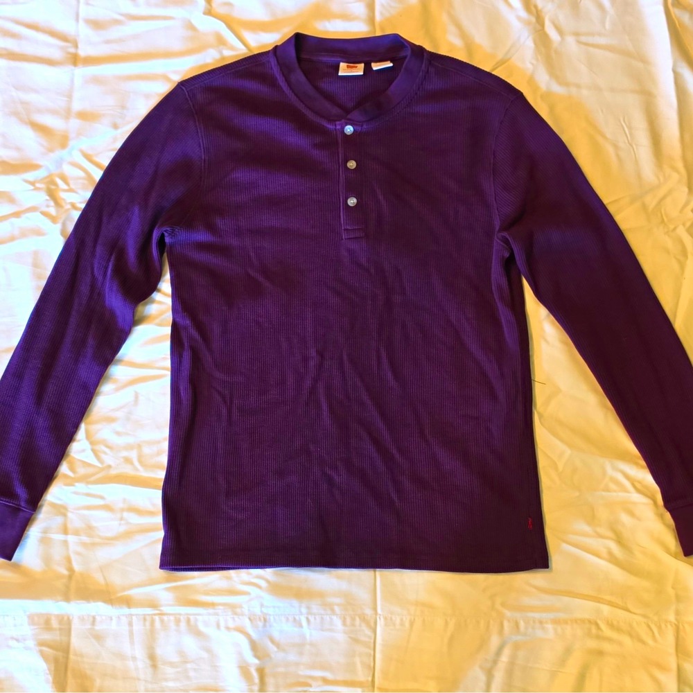 Levi's Men's Standard Fit Waffle Knit Cotton Henley Long Sleeve Purple S #39